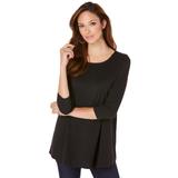 Plus Size Women's Three-Quarter Sleeve Swing Ultimate Tee by Roaman's in Black (Size 14/16) Shirt