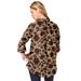 Plus Size Women's Long-Sleeve Kate Big Shirt by Roaman's in Brown Sugar Stamped Floral (Size 42 W) Button Down Shirt Blouse