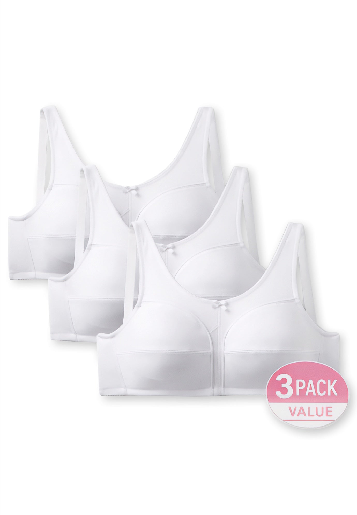 Plus Size Women's 3-Pack Cotton Wireless Bra by Comfort Choice in White Pack (Size 46 C)
