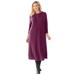 Plus Size Women's Thermal Knit Lace Bib Dress by Woman Within in Deep Claret (Size 30/32)