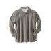 Men's Big & Tall Long-Sleeve Velour Polo by KingSize in Steel (Size 2XL)