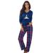 Plus Size Women's Cozy Pajama Set by Dreams & Co. in Evening Blue Plaid (Size 34/36) Pajamas