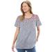 Plus Size Women's Graphic Tee by Woman Within in Heather Grey Falling Hearts (Size 22/24) Shirt