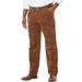 Men's Big & Tall Expandable Waist Corduroy Pleat-Front Pants by KingSize in Dark Wheat (Size 62 38)