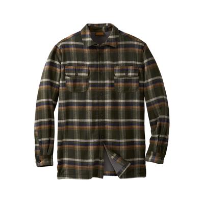 Men's Big & Tall Fleece-Lined Flannel Shirt Jacket by Boulder Creek® in Forest Green Plaid (Size XL)