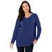 Plus Size Women's Perfect Long-Sleeve V-Neck Tee by Woman Within in Ultra Blue (Size 5X) Shirt