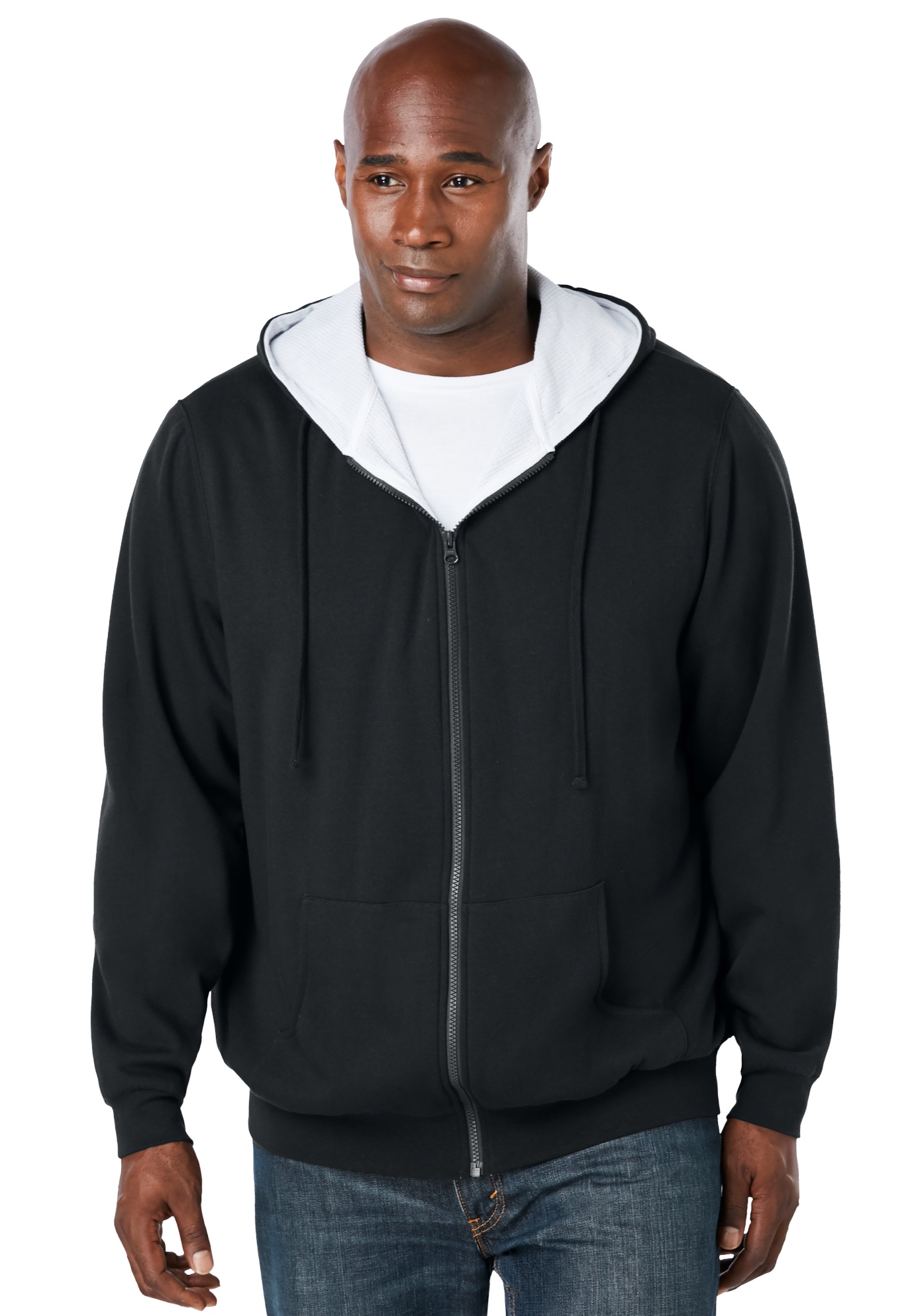 Men's Big & Tall Full-Zip Thermal Hoodie by Boulder Creek in Heather Charcoal (Size 4XL)