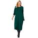 Plus Size Women's Thermal Knit Lace Bib Dress by Woman Within in Emerald Green (Size 18/20)