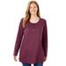 Plus Size Women's Perfect Long-Sleeve Henley Tee by Woman Within in Deep Claret (Size 2X) Shirt