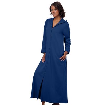 Plus Size Women's Long Hooded Fleece Sweatshirt Robe by Dreams & Co. in Evening Blue (Size 4X)