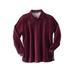 Men's Big & Tall Long-Sleeve Velour Polo by KingSize in Deep Burgundy (Size 4XL)
