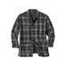 Men's Big & Tall Flannel Full Zip Snap Closure Renegade Shirt Jacket by Boulder Creek in Steel Plaid (Size 5XL)