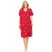 Plus Size Women's Print Sleepshirt by Dreams & Co. in Classic Red Winter Snow (Size 3X/4X) Nightgown