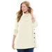 Plus Size Women's Button-Neck Waffle Knit Sweater by Woman Within in Ivory (Size 5X) Pullover