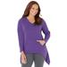 Plus Size Women's Teddy Fleece Hoodie with Two-Point Hem by Catherines in Deep Grape (Size 0X)