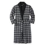 Men's Big & Tall Jersey-Lined Flannel Robe by KingSize in Black Plaid (Size 6XL/7XL)