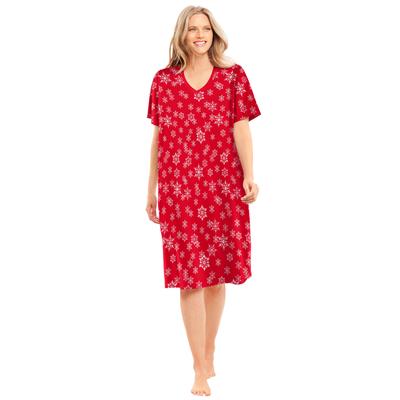 Plus Size Women's Print Sleepshirt by Dreams & Co. in Classic Red Winter Snow (Size 5X/6X) Nightgown
