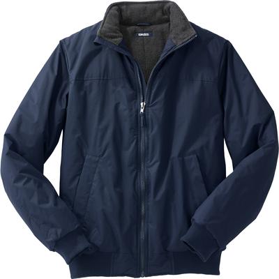 Men's Big & Tall Fleece-Lined Bomber Jacket by KingSize in Navy (Size 8XL) Fleece Jacket