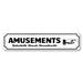 Lizton Sign Shop, Inc Boardwalk Amusements Custom Aluminum Sign Metal in Black/Gray/White | 6 H x 24 W x 0.063 D in | Wayfair 1833-A624