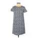 Ann Taylor LOFT Casual Dress - Shift: Blue Jacquard Dresses - Women's Size 0 Petite