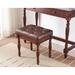 Alcott Hill® Bumpy Solid Wood Vanity Stool Polyester/Wood/Upholstered in Brown | 18.89 H x 18.5 W x 14.17 D in | Wayfair