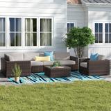 Sol 72 Outdoor™ Dayne Fully Assembled 5 - Person Seating Group w/ Cushions |No assembly wicker seating | 26 H x 122 W x 66 D in | Wayfair