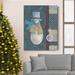 The Holiday Aisle® Snowman Patchwork III Premium Gallery Wrapped Canvas - Ready To Hang Snowman Patchwork III Canvas, in Blue/Yellow | Wayfair