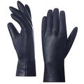 Harssidanzar Women's Leather Winter Gloves,Genuine Lambskin Leather Lined Cashmere Warm Driving Gloves For Women GL006, Navy, Medium