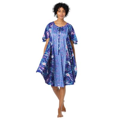 Plus Size Women's Short Sweeping Printed Lounger by Only Necessities in Ultra Blue Petal Paisley (Size 14/16)