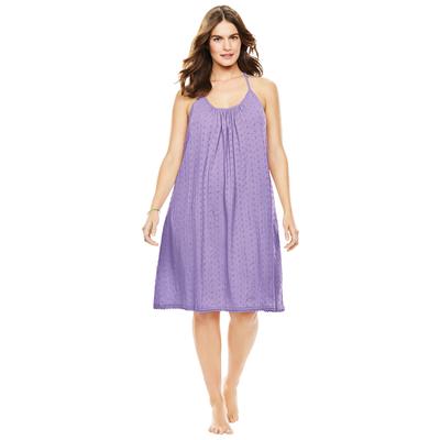 Plus Size Women's Breezy Eyelet Short Nightgown by Dreams & Co. in Soft Iris (Size 14/16)