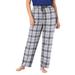 Plus Size Women's Cotton Flannel Pants by Dreams & Co. in Slate Plaid (Size 34/36) Pajama Bottoms