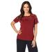 Plus Size Women's Stretch Lace Neckline Top by Jessica London in Rich Burgundy (Size S)