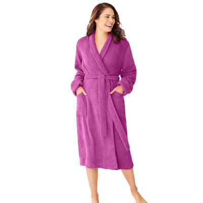 Plus Size Women's Short Terry Robe by Dreams & Co. in Rich Magenta (Size M)