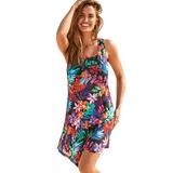 Plus Size Women's Quincy Mesh High Low Cover Up Tunic by Swimsuits For All in Multi Tropical (Size 22/24)