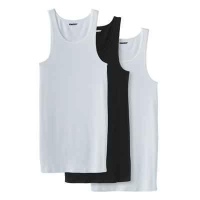 Men's Big & Tall Ribbed Cotton Tank Undershirt 3-Pack by KingSize in Assorted Black White (Size 8XL)