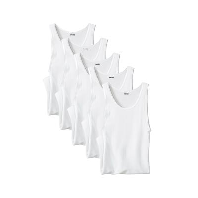 Men's Big & Tall Ribbed Cotton Tank Undershirt 5-pack by KingSize in White (Size 2XL)