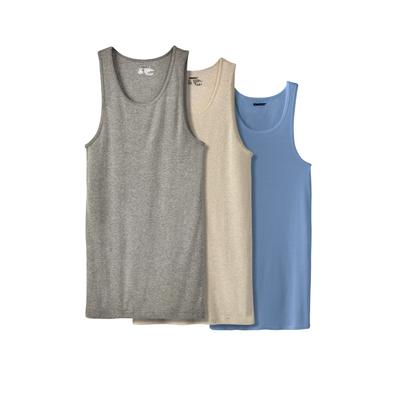 Men's Big & Tall Ribbed Cotton Tank Undershirt 3-Pack by KingSize in Assorted Colors (Size 6XL)