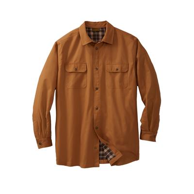 Men's Big & Tall Flannel-Lined Twill Shirt Jacket by Boulder Creek® in Cedar (Size L)