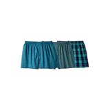 Men's Big & Tall Woven Boxers 3-Pack by KingSize in Navy Teal Pack (Size 2XL)