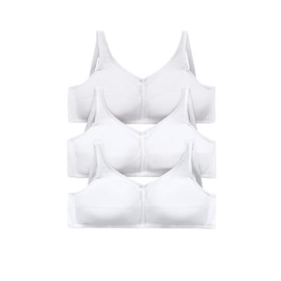 Plus Size Women's 3-Pack Cotton Wireless Bra by Comfort Choice in White Pack (Size 42 G)