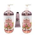 CRABTREE & EVELYN Three Piece Rosewater Bath Shower Gels 500ml Hand Therapy 25g Gift set