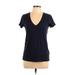 J.Crew Short Sleeve T-Shirt: Blue Solid Tops - Women's Size Small