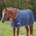 SmartPak Stocky Fit Nylon Stable Sheet - Closed Front - 82 - Lite (0g) - Navy w/ Merlot & Silver Trim & Silver Piping - Smartpak