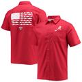 Men's Columbia PFG Crimson Alabama Tide Slack Camp Button-Up Shirt