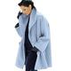 YYT Warm and Fashionable Multicolor Shawl high Collar Coat Women's Fall/Winter Woolen Coat-Blue_4XL