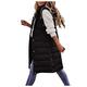 Vest Coat for Women Winter Womens Long Gilets Solid Padded Gilet Women's Longline Gilet Jacket Plus Size Long Sleeveless Hooded Quilted Vest Down Jacket - Size S-5XL (Black, XXXXXL)