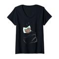 Damen Ratte Schlafshirt Pyjama Nachthemd Schlafanzug mit Maus T-Shirt mit V-Ausschnitt