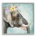 Stupell Industries 49_Elephant Safari Animal Purple Yellow Boho Floral Crown Stretched Canvas Wall Art By ND Art in Brown | Wayfair