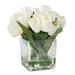 Gracie Oaks Tulip Floral Arrangement in Glass Vase Fabric | 8 H x 4 W x 4 D in | Wayfair B19FD63BF5D945AC94B9F4C633B2AEB4