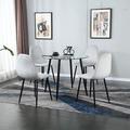 George Oliver Modern Round Dining Table Tempered Glass Top w/ Sturdy Metal Legs For Dining Room, Kitchen Glass/Metal in Black | Wayfair